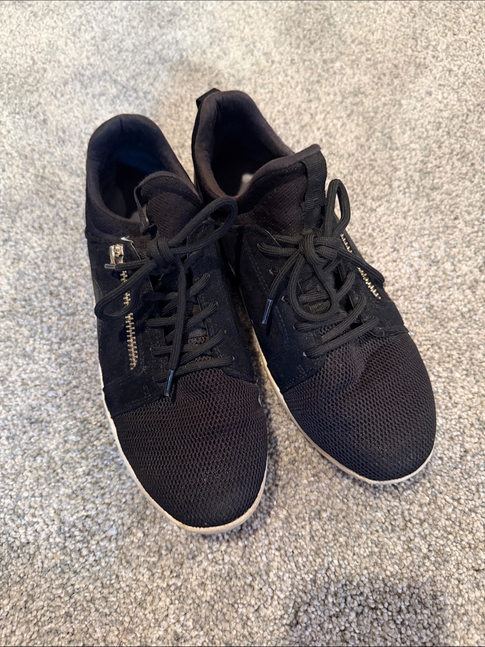 Aldo Women's Black Lace-Up Sneakers with Side Zipper